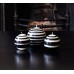 Small Striped Ball Eco Candle – Jet Black & Pearl White